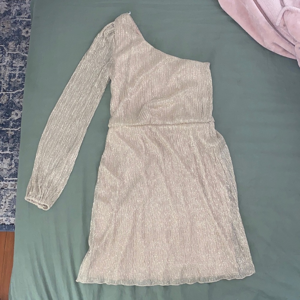 Gold One Shoulder Dress